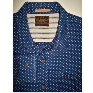 SCOTCH & SODA "Caliente" Blue & White Polka Dots Cotton, Linen Long Sleeve Shirt